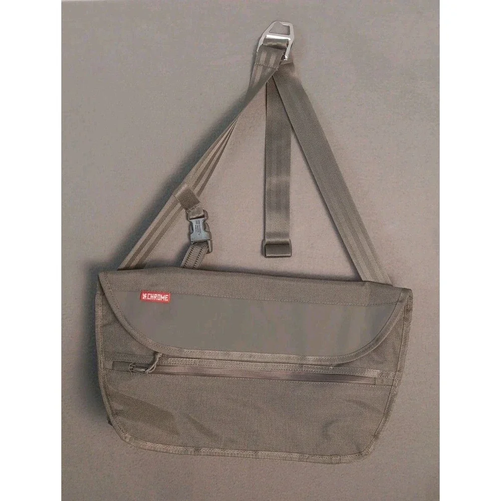 Chrome Simple Messenger Bag Grey Green 12L Water Resistant Adjustable Strap